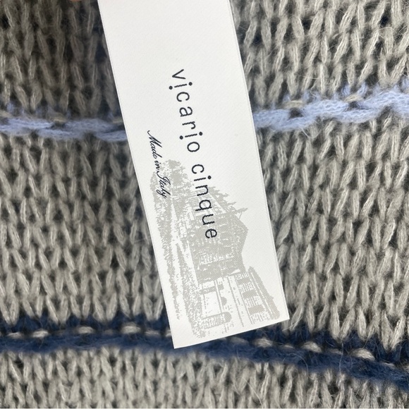 VICARIO CINQUE CREW-NECK MOHAIR SWEATER STRIPES GREY MARADA S/M oversized fit - Picture 7 of 12